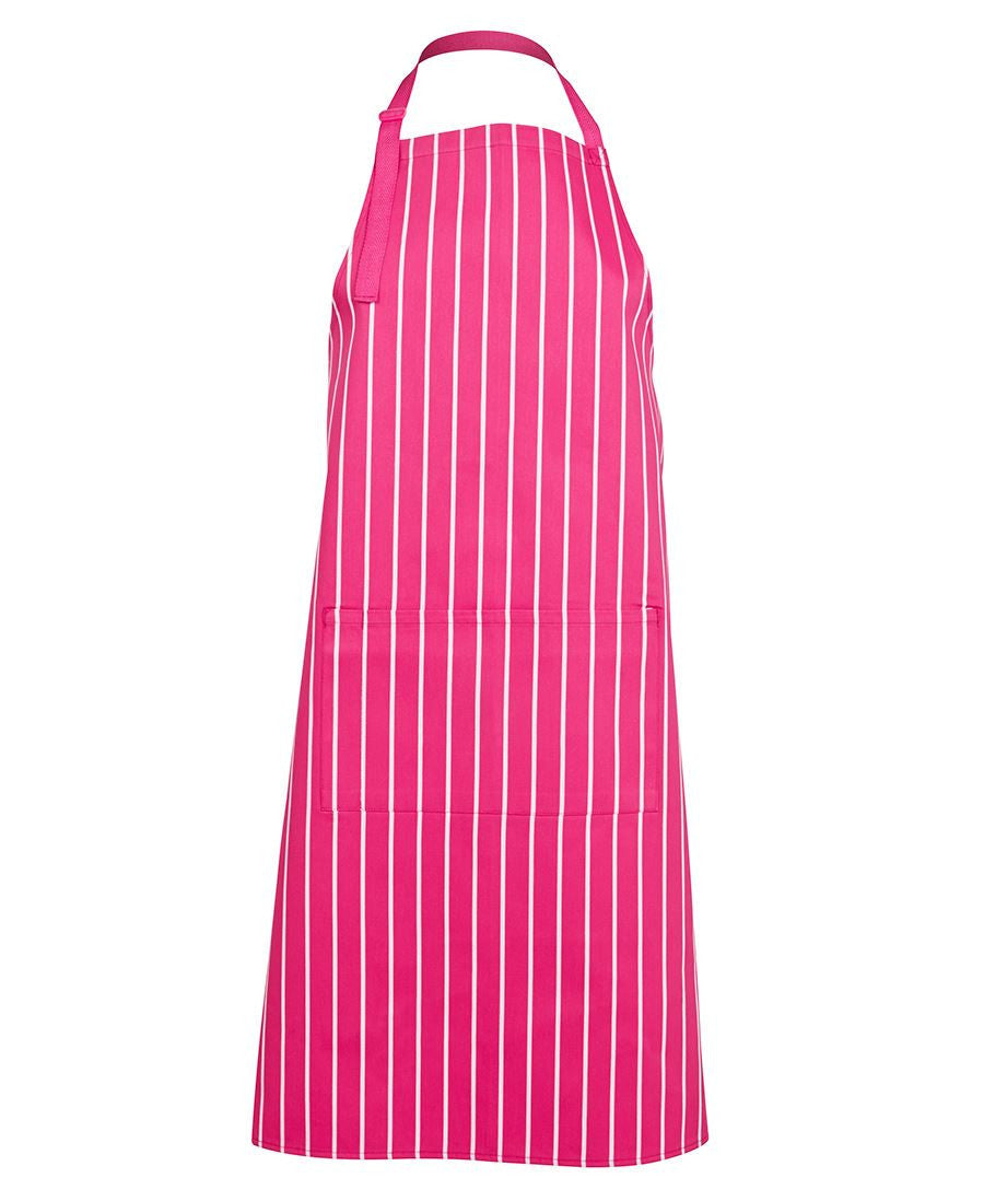 JB's Wear-JB's  Bib Striped Apron-Hot Pink/White / 86 X 93-Uniform Wholesalers - 9