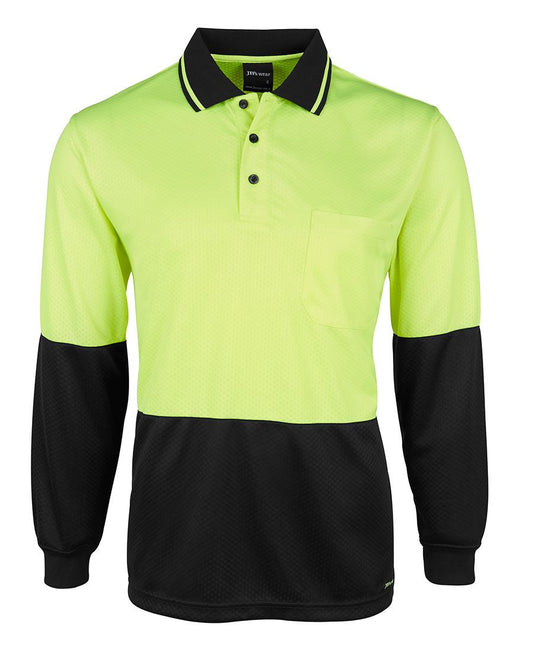 JB's Wear-JB's Hi Vis L/S Jacquard Polo-Lime/Black / XS-Uniform Wholesalers - 1