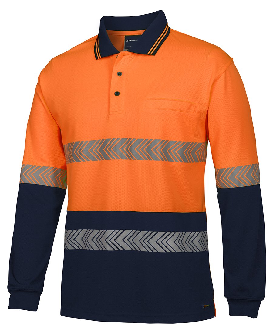 JBs Wear Hi Vis L/S Segmented Tape Polo (6HLST)
