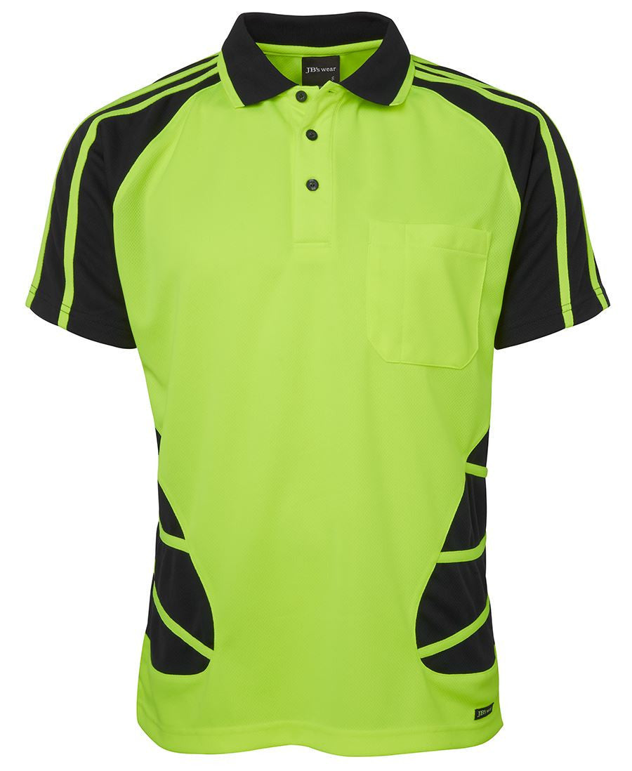 JB's Wear-Jb's Hi Vis Short Sleeve Spider Polo - Adults-Lime/Black / XS-Uniform Wholesalers - 3