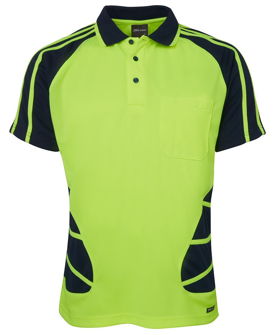 JB's Wear-Jb's Hi Vis Short Sleeve Spider Polo - Adults-Lime/Navy / XS-Uniform Wholesalers - 6