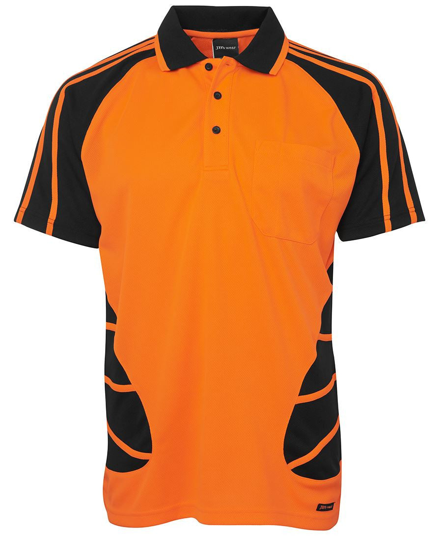 JB's Wear-Jb's Hi Vis Short Sleeve Spider Polo - Adults-Orange/Black / XS-Uniform Wholesalers - 8