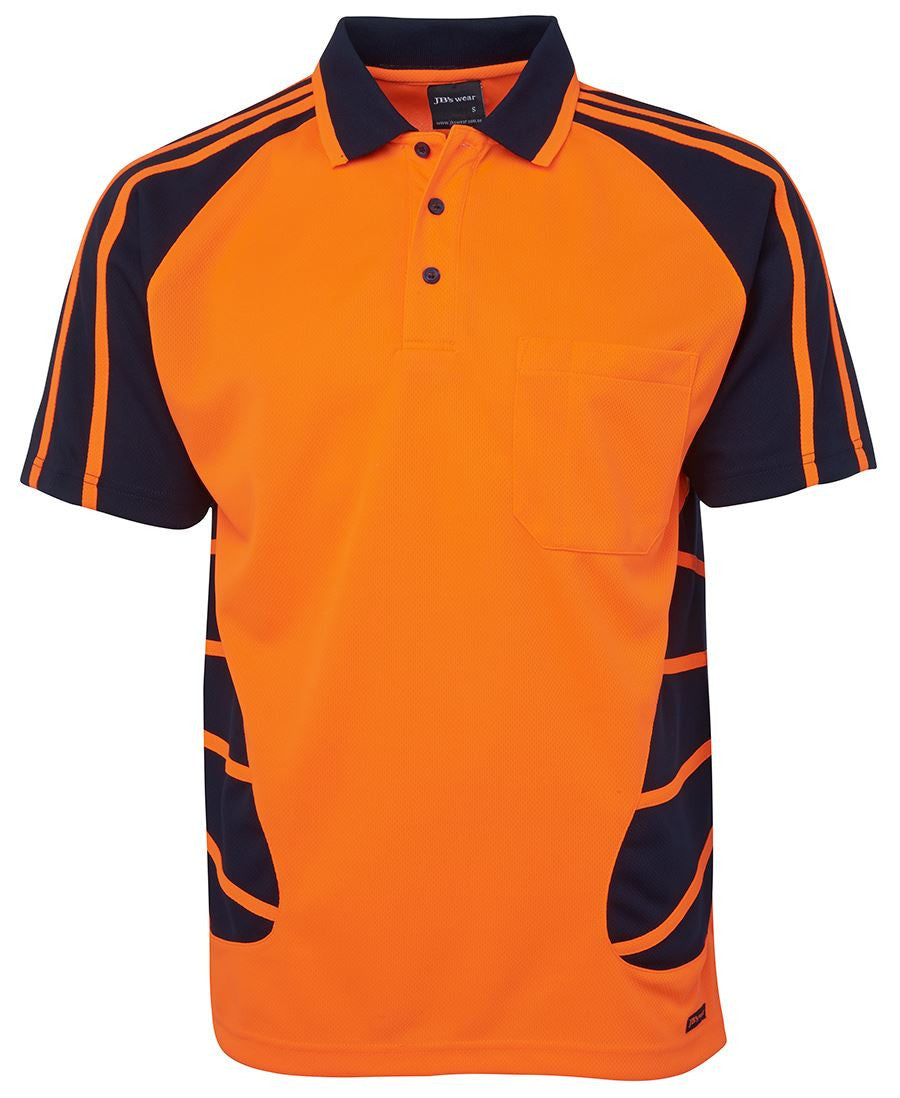 JB's Wear-Jb's Hi Vis Short Sleeve Spider Polo - Adults-Orange/Navy / XS-Uniform Wholesalers - 9