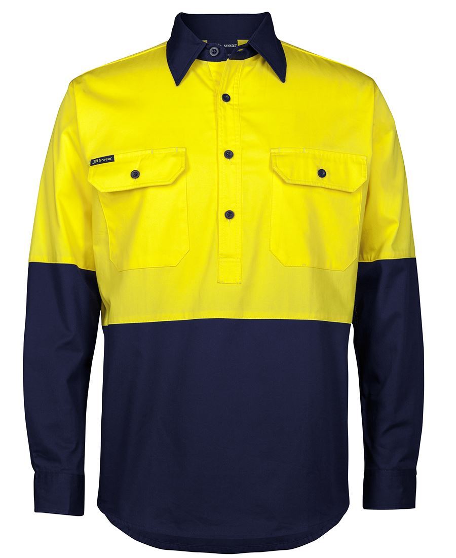 JBs Wear Hi Vis Close Front L/S 150G Work Shirt (6HVCS)