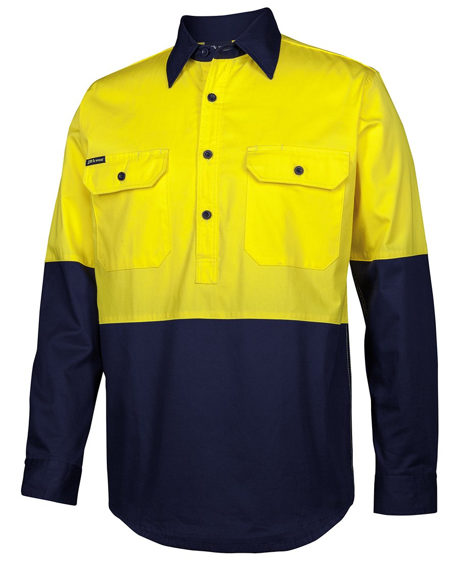 JBs Wear Hi Vis Close Front L/S 150G Work Shirt (6HVCS)