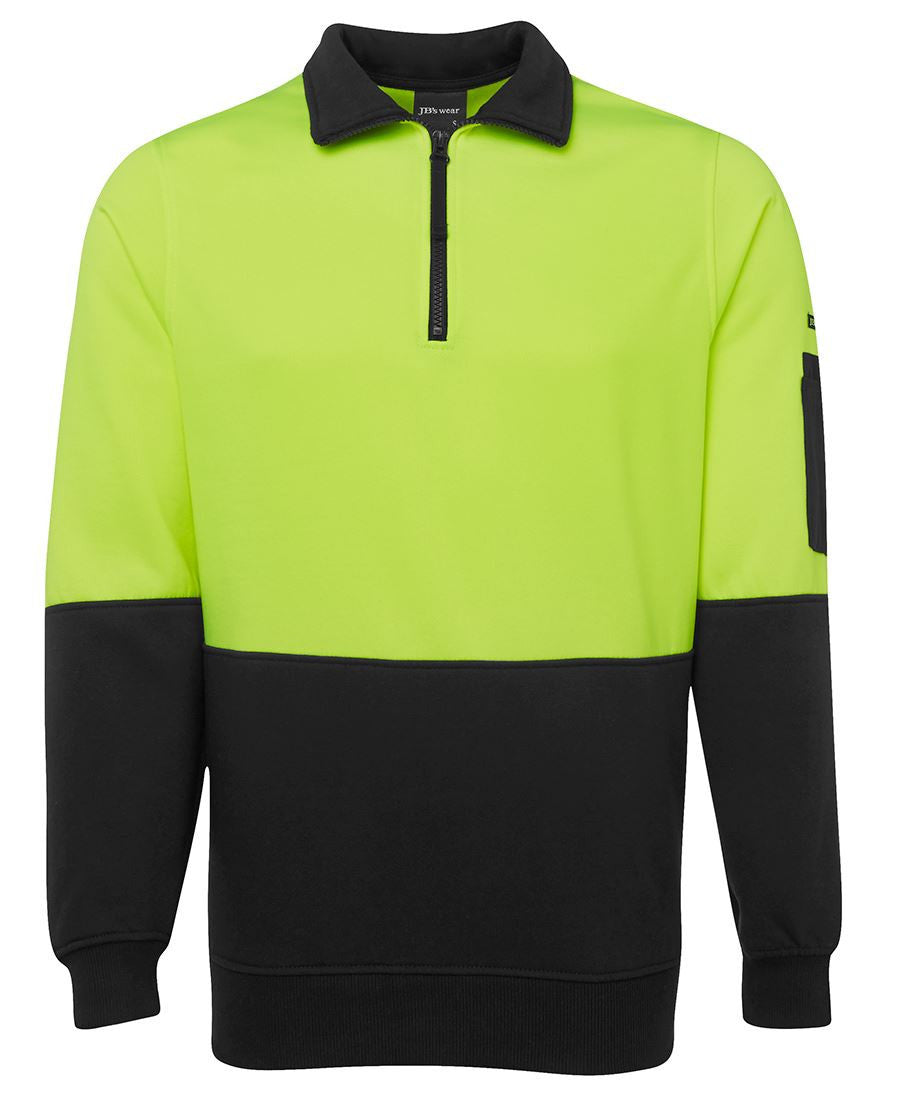 JB's Wear-JB's Hi Vis 1/2 Zip Fleecy Sweat - Adults-Lime/Black / S-Uniform Wholesalers - 2