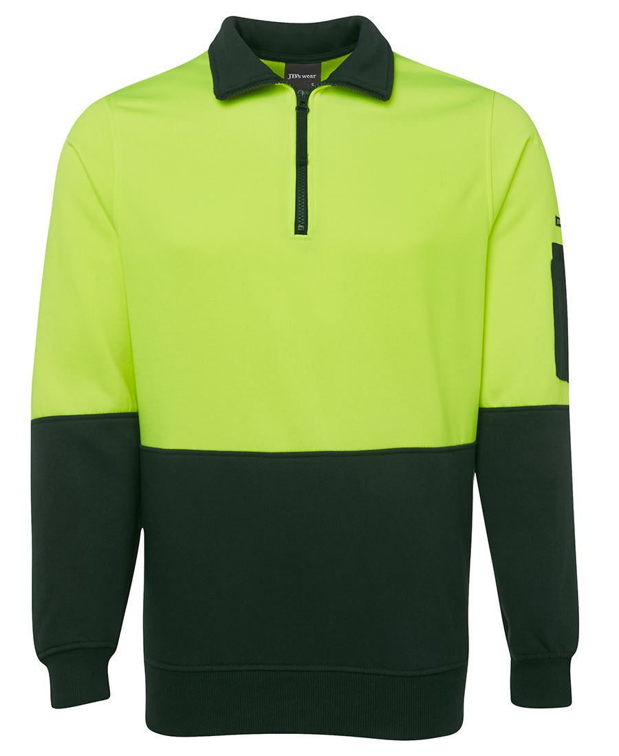 JB's Wear-JB's Hi Vis 1/2 Zip Fleecy Sweat - Adults-Lime/Bottle / S-Uniform Wholesalers - 4