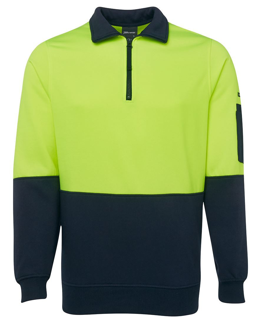 JB's Wear-JB's Hi Vis 1/2 Zip Fleecy Sweat - Adults-Lime/Navy / S-Uniform Wholesalers - 6