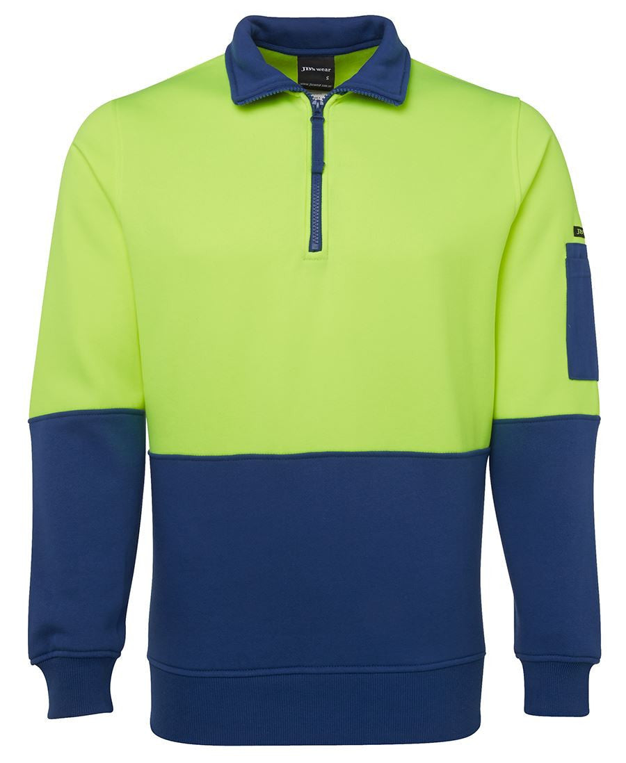 JB's Wear-JB's Hi Vis 1/2 Zip Fleecy Sweat - Adults-Lime/Royal / S-Uniform Wholesalers - 7