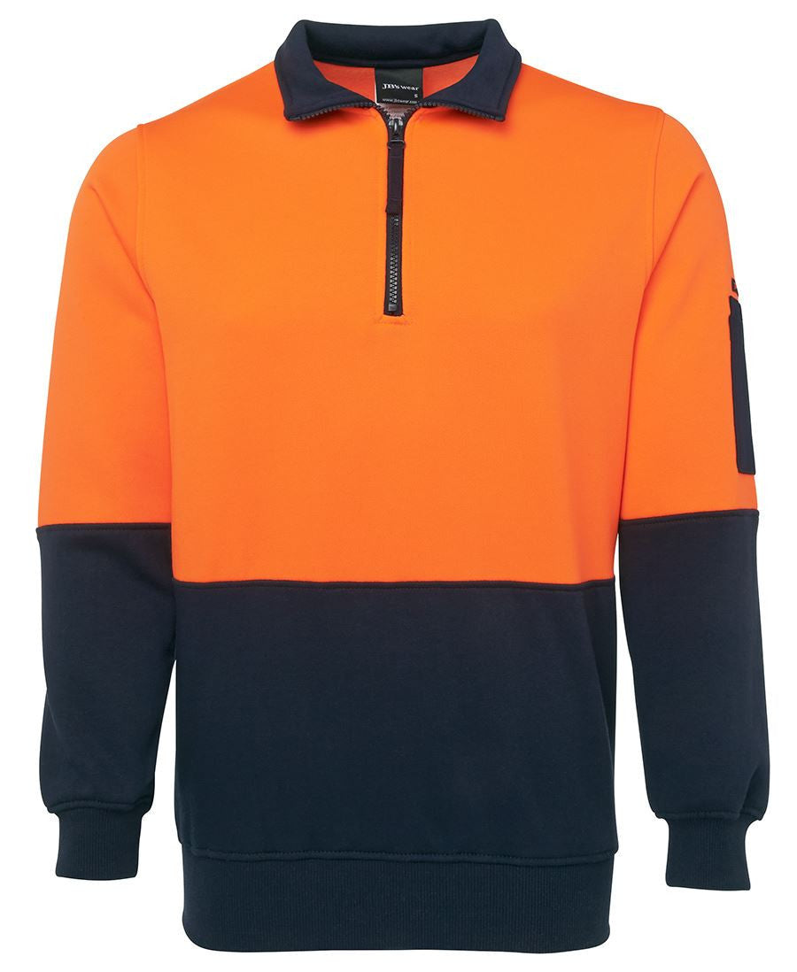JB's Wear-JB's Hi Vis 1/2 Zip Fleecy Sweat - Adults-Orange/Navy / S-Uniform Wholesalers - 9