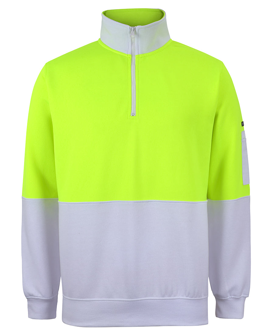 JB's Wear-JB's Hi Vis 1/2 Zip Fleecy Sweat - Adults-Lime/White / S-Uniform Wholesalers - 10