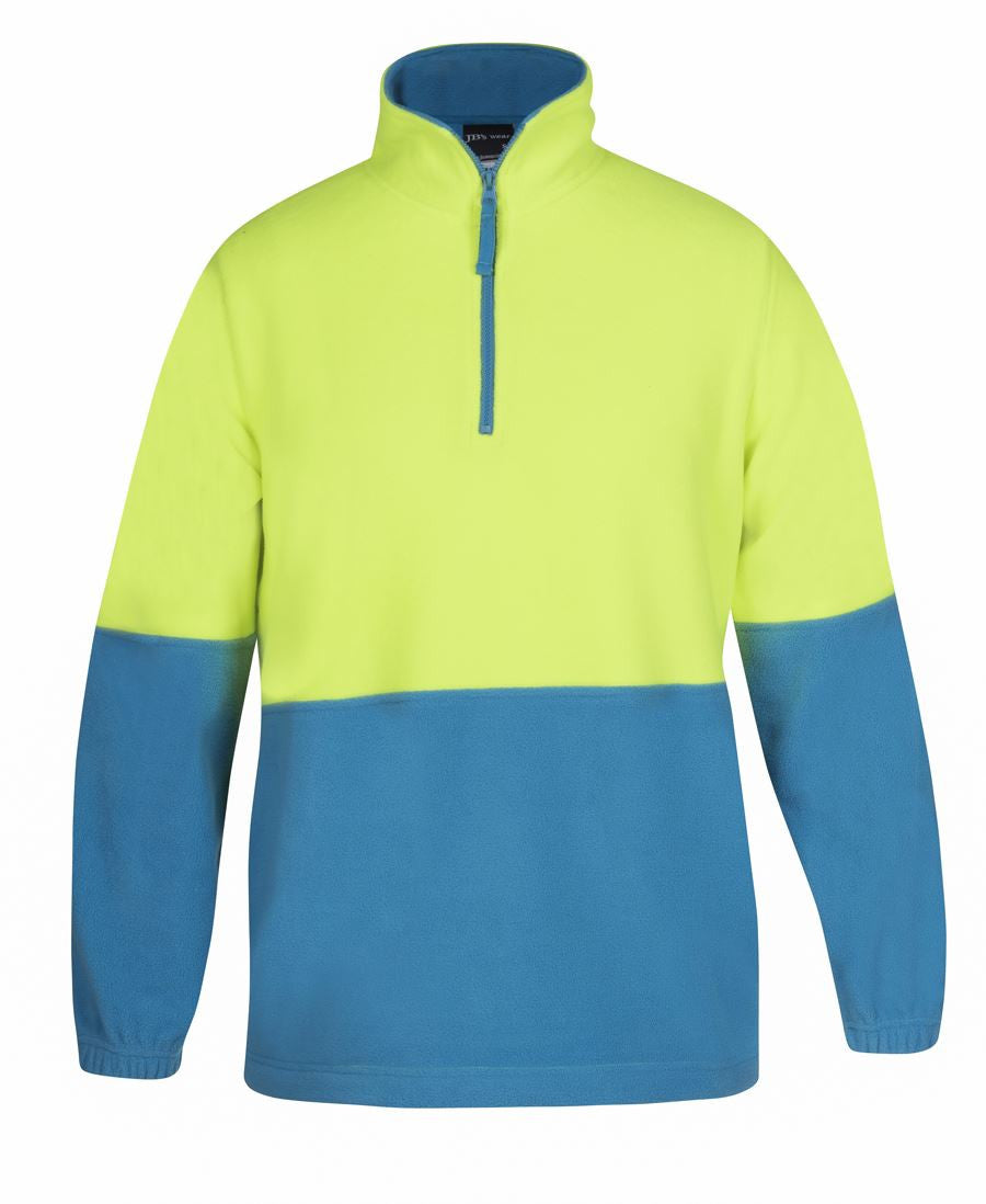 JB's Wear-JB's Hi Vis 1/2 Zip Polar Fleece - Adults-LIME/AQUA / S-Uniform Wholesalers - 8