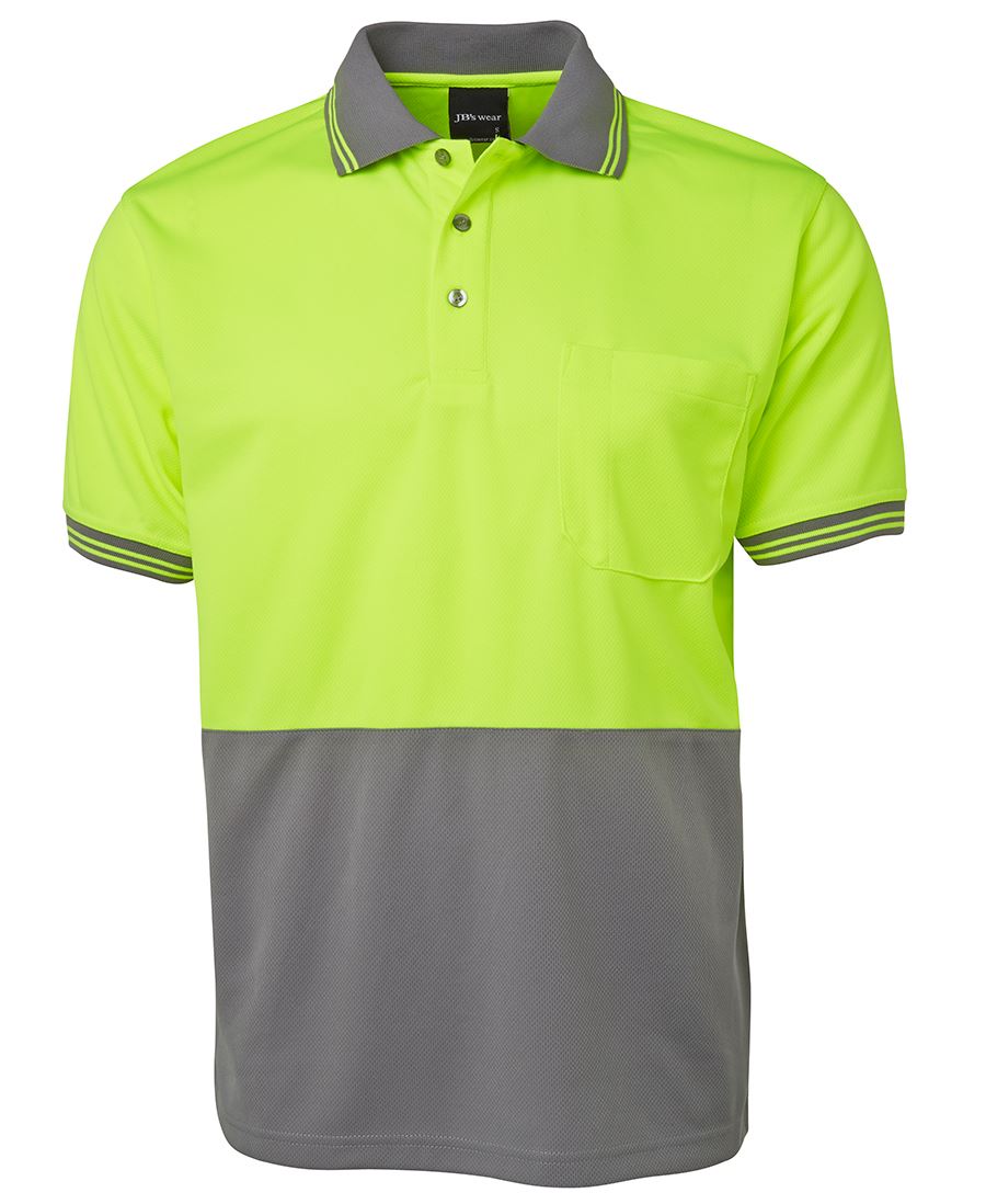 JB's Wear-Jb's Hi Vis Short Sleeve Traditional Polo - Adults-Lime/Charcoal / XS-Uniform Wholesalers - 5