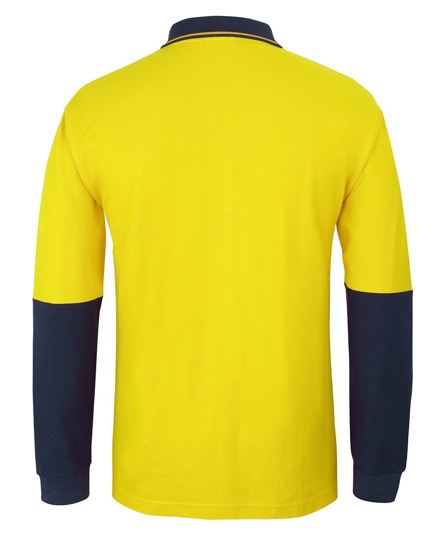 JBs Wear Hi Vis L/S Cotton Pique Trad Polo (6HVQL)