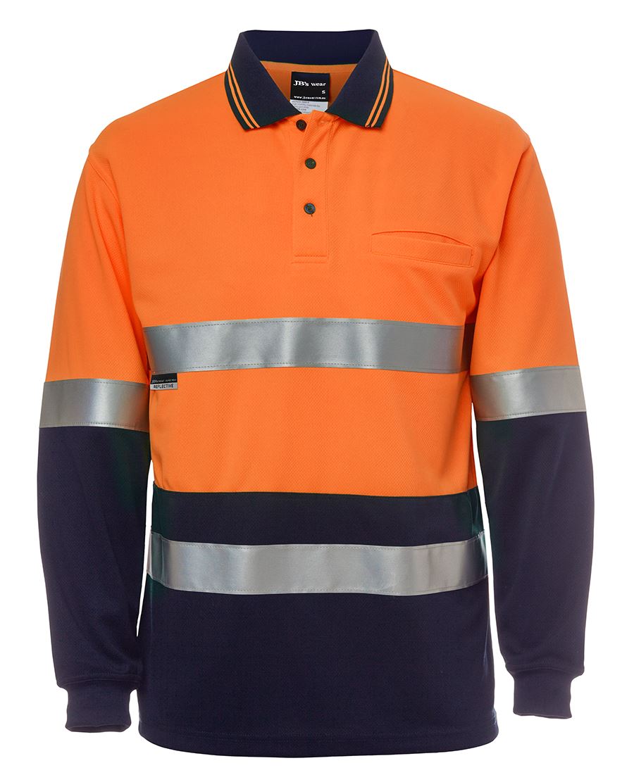 JBs Wear Hi Vis Long Sleeve (d+n) Traditional Polo - Adults (6HVSL)