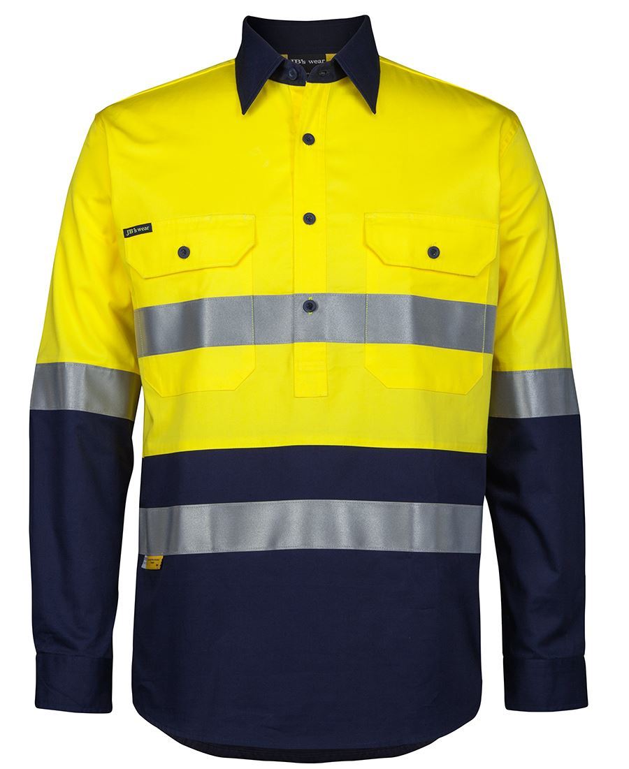 JBs Wear Hi Vis (D+N) Close Front L/S 150G Work Shirt (6HWCS)