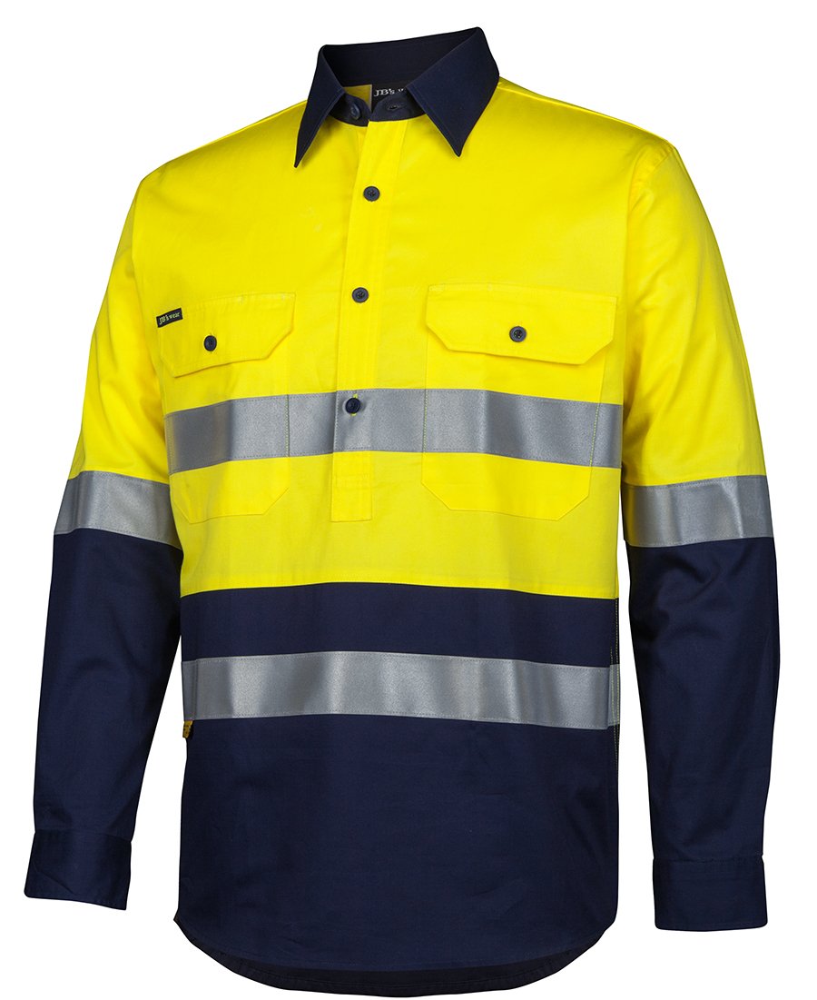 JBs Wear Hi Vis (D+N) Close Front L/S 150G Work Shirt (6HWCS)