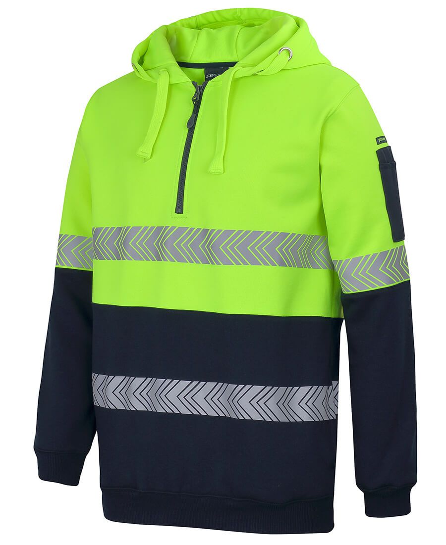 JBs Wear Hi Vis 1/2 Zip Segmented Tape Hoodie (6HZSH)