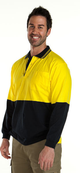 JB's Wear-Jb's Hi Vis Long Sleeve Cotton Polo - Adults--Uniform Wholesalers - 3