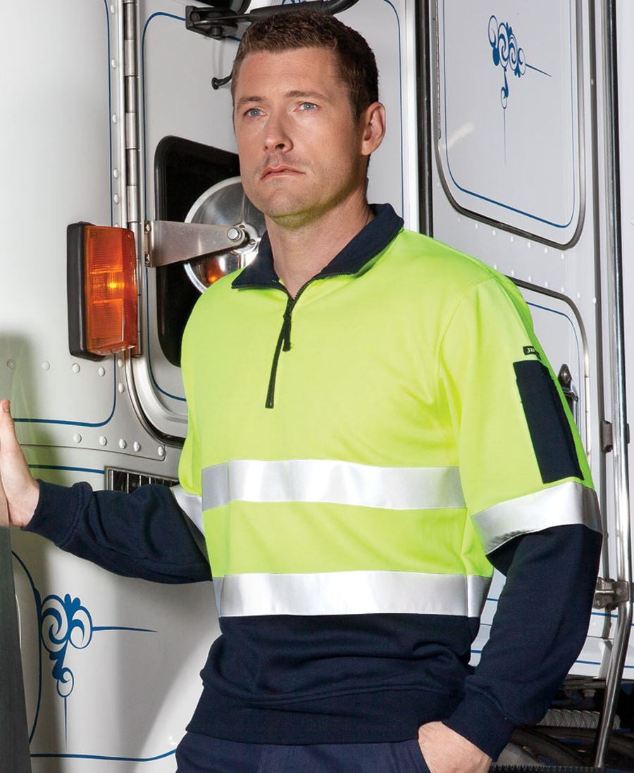 JB's Wear-JB's Hi Vis (D+N) 1/2 Zip Fleecy Sweat - Adults--Uniform Wholesalers - 1