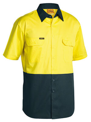 Bisley Hi Vis Cool Lightweight Drill Shirt- Short Sleeve (BS1895)