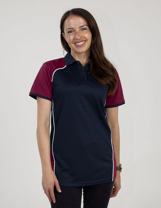 Ladies burgundy polo shirt on sale