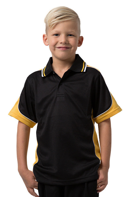 Be Seen-Be Seen Kids Polo Shirt With Striped Collar 1st( 10 Black Color )-Black-Gold-White / 6-Uniform Wholesalers - 2