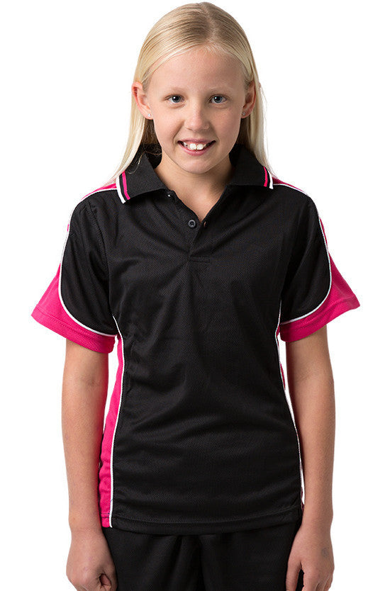 Be Seen-Be Seen Kids Polo Shirt With Striped Collar 1st( 10 Black Color )-Black-Hotpink-White / 6-Uniform Wholesalers - 4