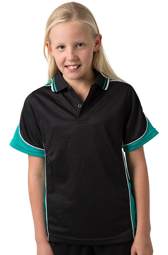 Be Seen-Be Seen Kids Polo Shirt With Striped Collar 1st( 10 Black Color )-Black-Teal-White / 6-Uniform Wholesalers - 9