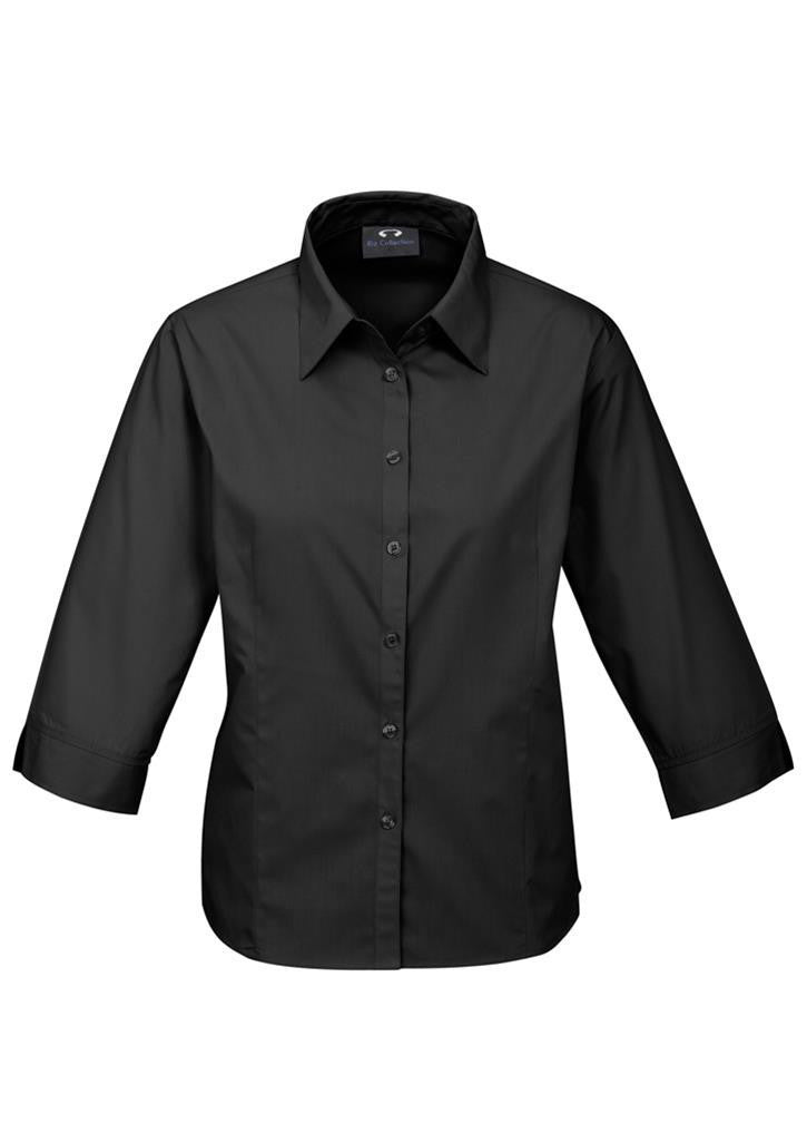 Biz Collection-Biz Collection Ladies Base 3/4 Sleeve Shirt-Black / 6-Uniform Wholesalers - 2