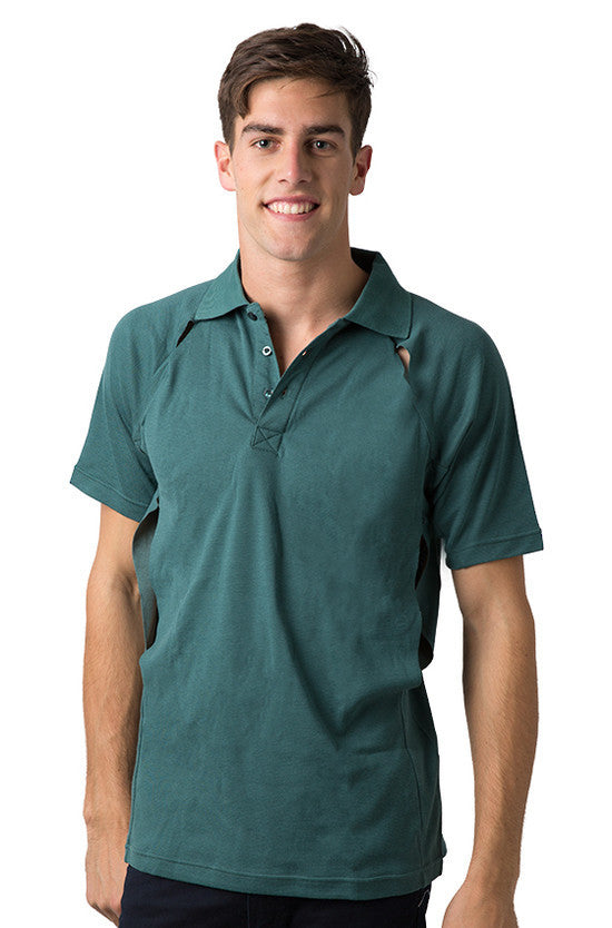 Be Seen-Be Seen Men's Polo Shirt With Contrast Piping-Bottle / XS-Uniform Wholesalers - 3