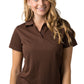 Be Seen-Be Seen Ladies Plain Polo Shirt With Herringbone Tape At Neck-Chocolate / 8-Uniform Wholesalers - 3