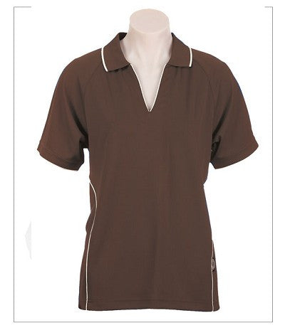 Australian Spirit-Aus Spirt Senator Lady Polo 1st ( 8 Colour )-8 / Chocolate/White-Uniform Wholesalers - 4