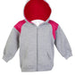 Ramo-Ramo Kids Shoulder Contrast Panel Hoodies with Zipper-Grey Marl/Hot Pink / 00-Uniform Wholesalers - 3