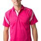 Be Seen-Be Seen Men's Sleeve Polo Shirt With Striped Collar 1st( 8 Color )-Hot Pink-White / S-Uniform Wholesalers - 7