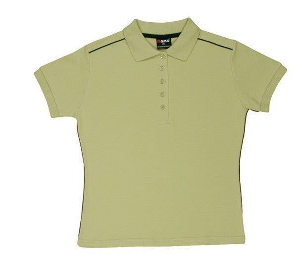 Ramo-Ramo Ladies 100% Cotton Pique Knit With Piping-Khaki/Navy / 8-Uniform Wholesalers - 3