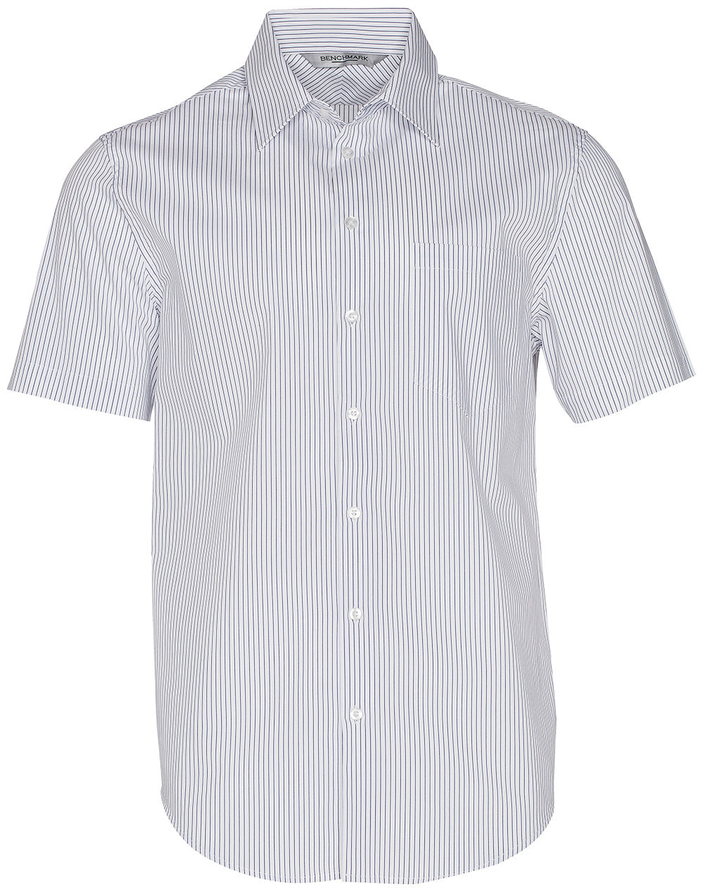Winning Spirit Men's Ticking Stripe Short Sleeve Shirt-(M7200S)