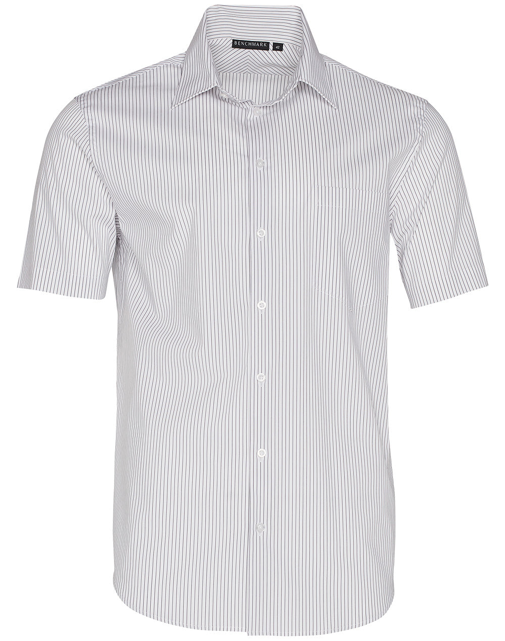 Winning Spirit Men's Ticking Stripe Short Sleeve Shirt-(M7200S)