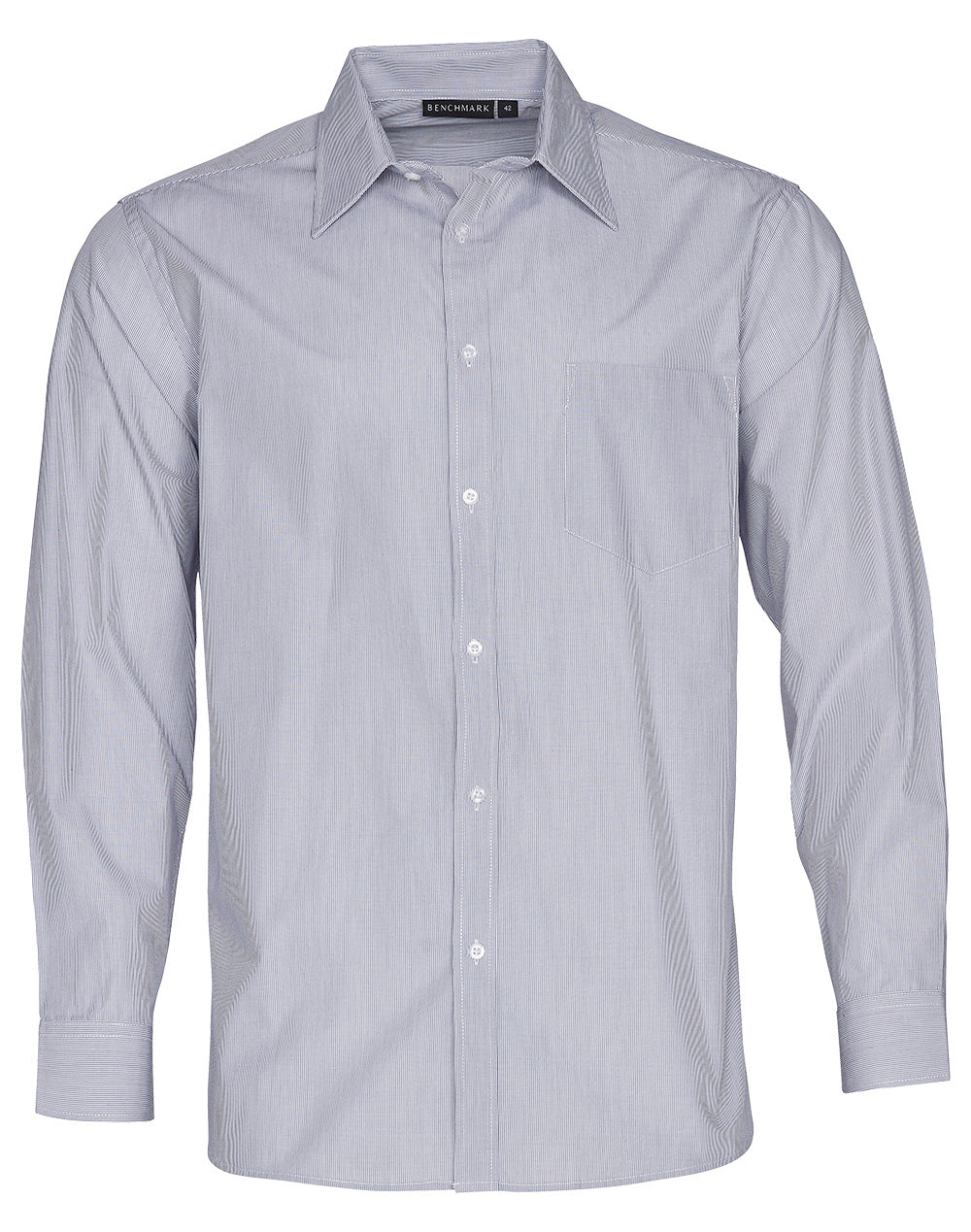 Winning Spirit Men's Fine Stripe Long Sleeve Shirt (M7212)
