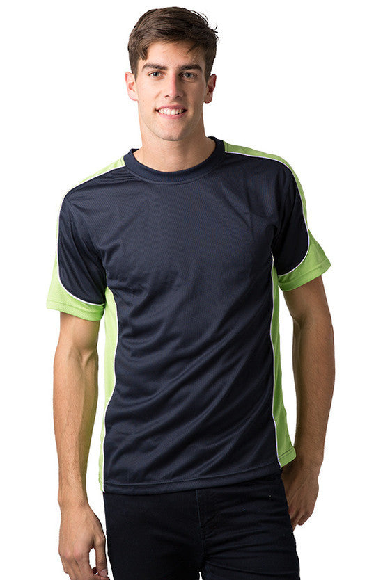 Be Seen-Be Seen Men's Short Sleeve T-shirt With Contrast 1st( 8 Color )-Navy-Lime-White / XS-Uniform Wholesalers - 6