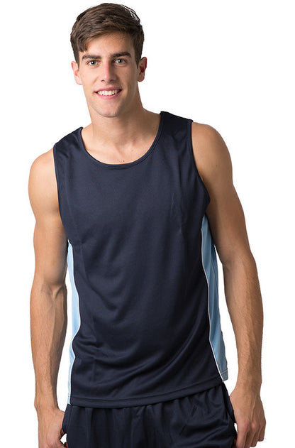 Be Seen-Be Seen Men's Singlet With Contrast Side Panels With Contrast Piping 1st( 7 Color )-Navy-Sky-White / XXS-Uniform Wholesalers - 9