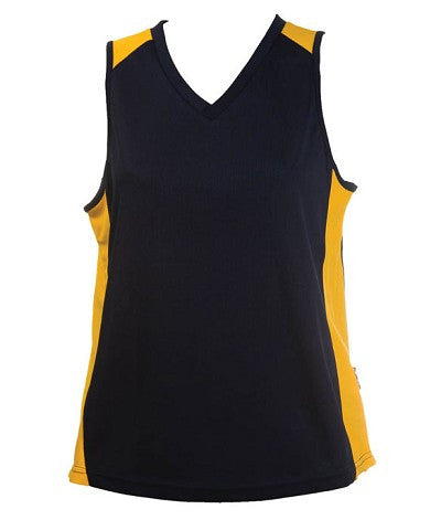 Australian Spirit-Aus Spirt Olympikool Ladies Singlet 2nd ( 9 Colour )-Navy/Gold / 8-Uniform Wholesalers - 3