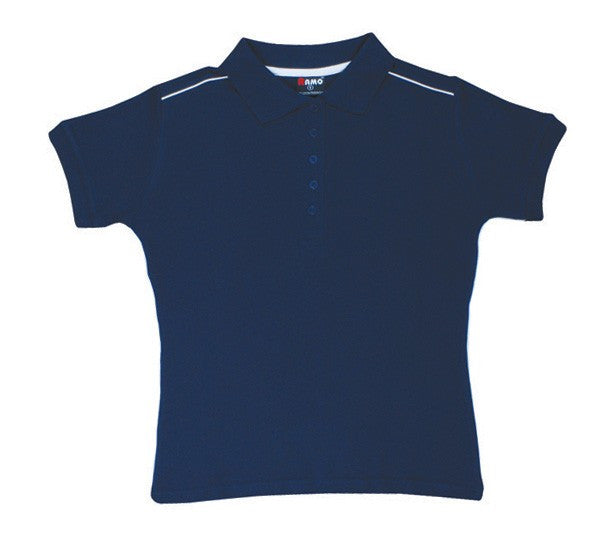 Ramo-Ramo Ladies 100% Cotton Pique Knit With Piping-Navy/White / 8-Uniform Wholesalers - 4