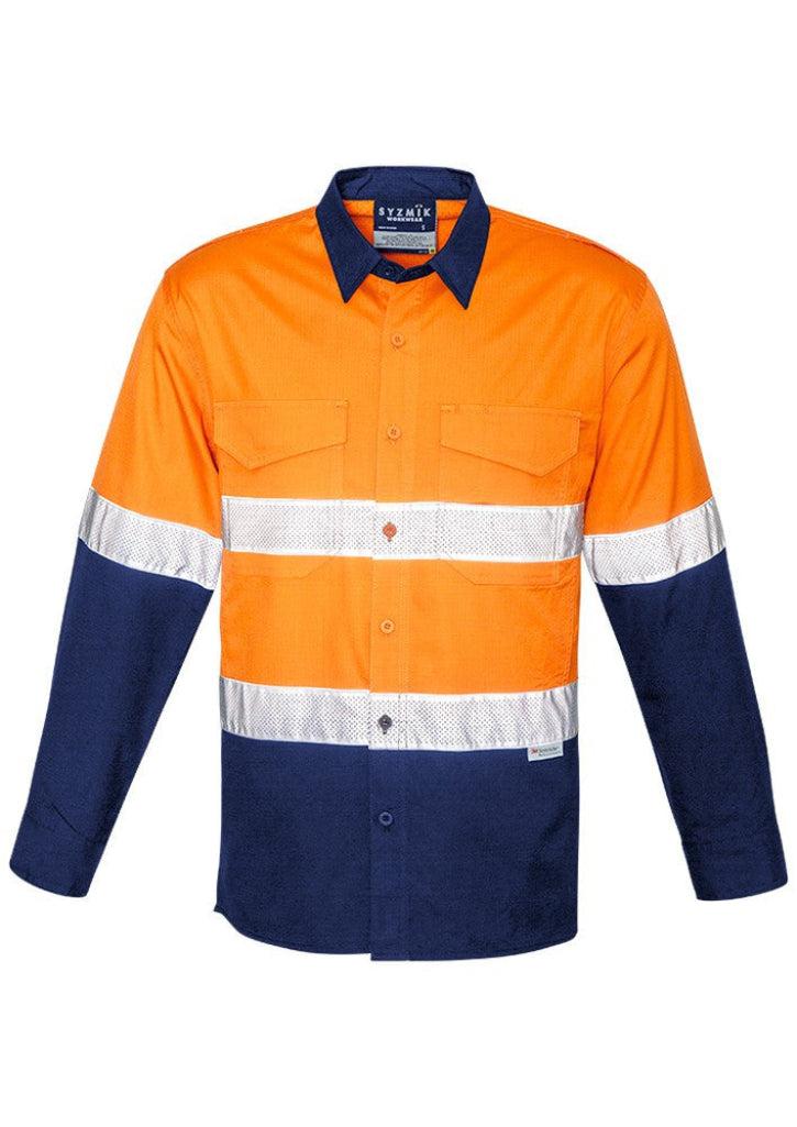 Syzmik-Syzmik Rugged D/N Vented Shirt-Orange/Navy / S-Uniform Wholesalers - 3