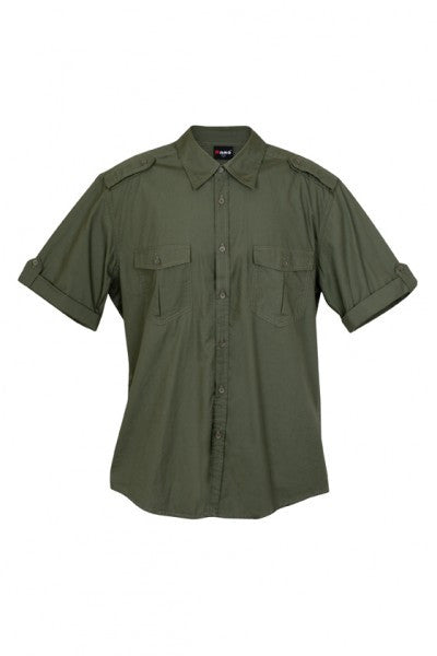 Ramo-Ramo Mens Military Short Sleeve Shirts-Olive / S-Uniform Wholesalers - 8