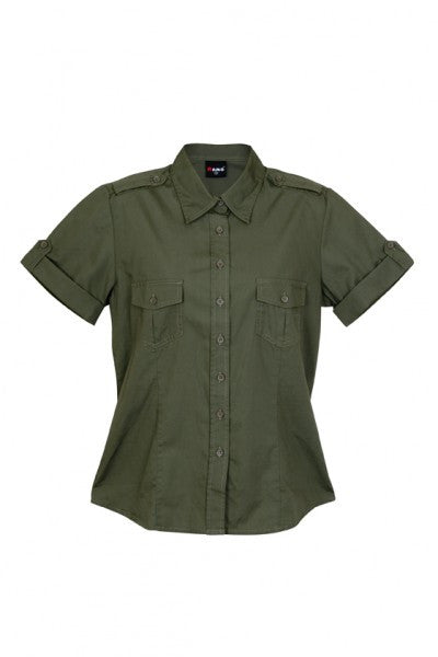 Ramo-Ramo Ladies Military Short Sleeve Shirt-Olive / 8-Uniform Wholesalers - 9