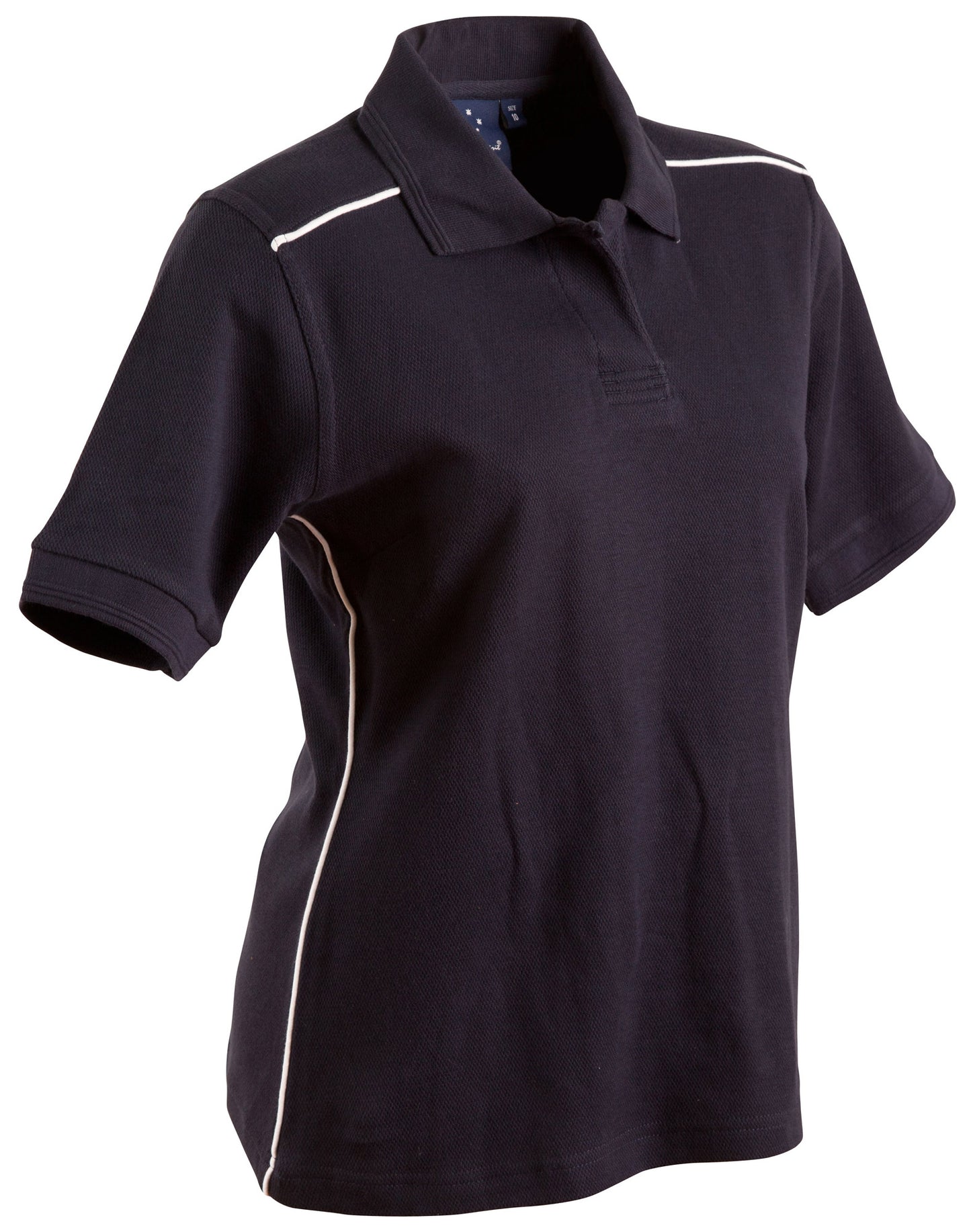Winning Spirit Ladies' Pure Cotton Contrast Piping Short Sleeve Polo-(PS26)