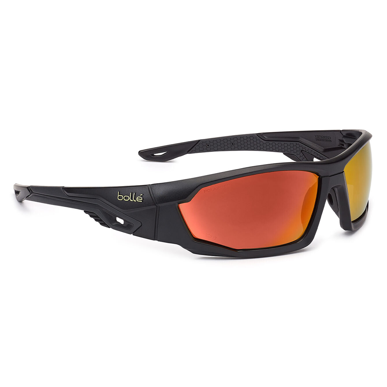 Bolle Safety Mercuro Grey / Black Temples Fire Flash (Red Flash) Polarised Lens - Soft Drawstring Pouch - (PSSMERCP09)