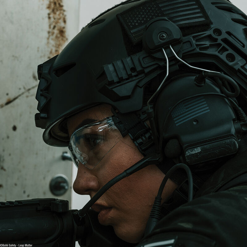 Bolle Safety Rush+ Small Bssi Platinum Asaf Clear Pc Lens W/Matt Black Temples - Soft Drawstring Pouch-(PSSRUSP0652B)