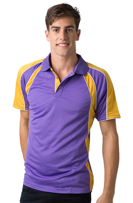 Be Seen-Be Seen Men's Polo Shirt With Contrast Sleeve 2nd( 8 Color )-Purple-Gold-White / XS-Uniform Wholesalers - 5